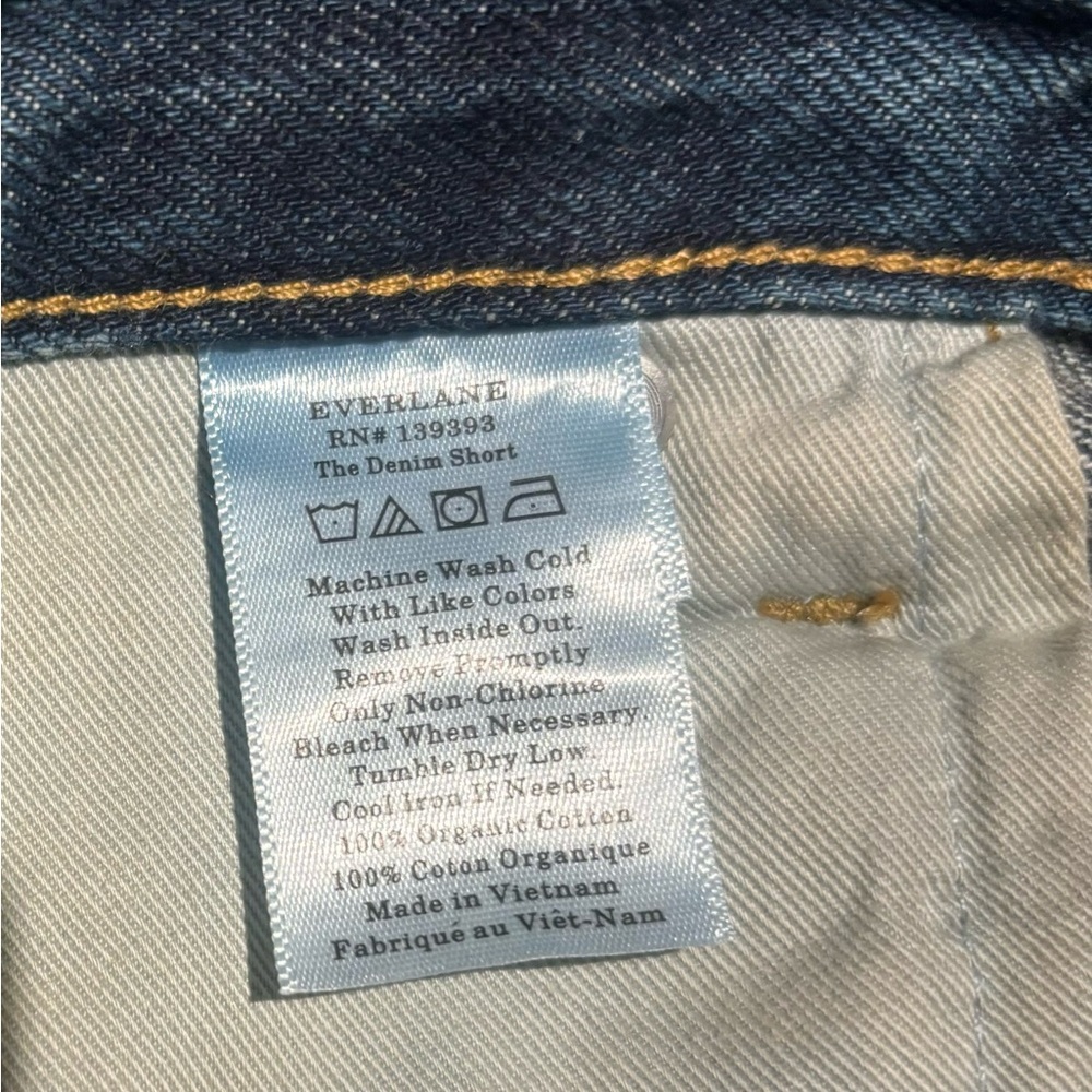 Everlane Denim Short Size 31 Organic Cotton Cut Off Rolled Hem Mid Rise Blue - Picture 9 of 9